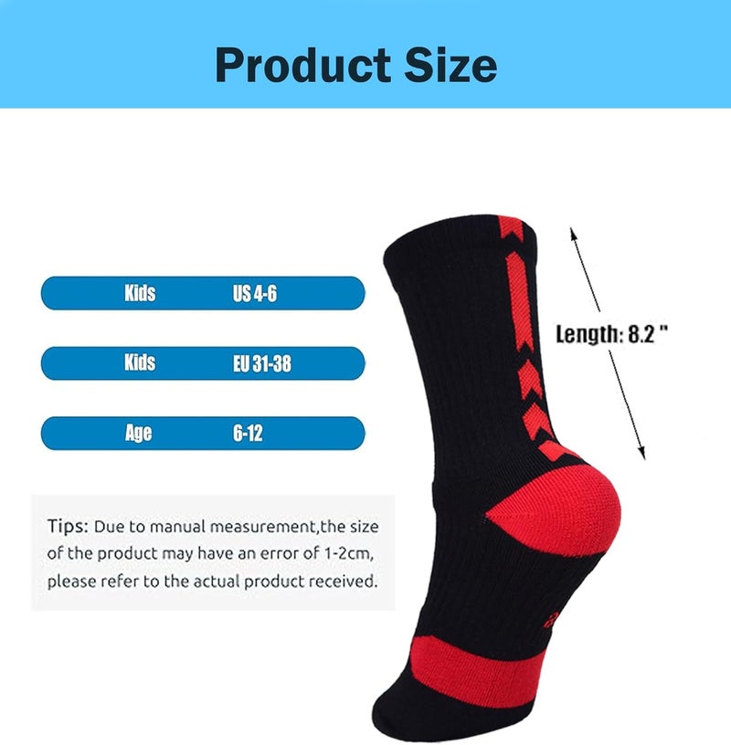Popuid Youth Thick Basketball Socks for Boys - Cushioned Sports Compression Sock for Active Kids, Fits Ages 6-12 - Image 2
